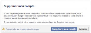 1ere etape de suppression de compte facebook